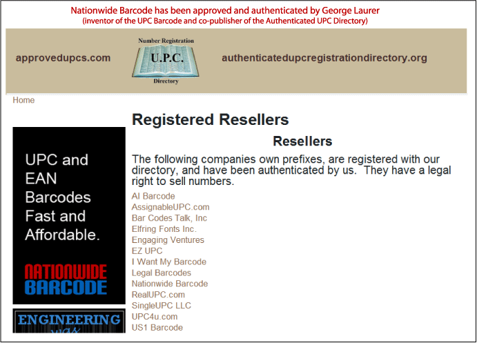 Authentic UPC Barcodes
